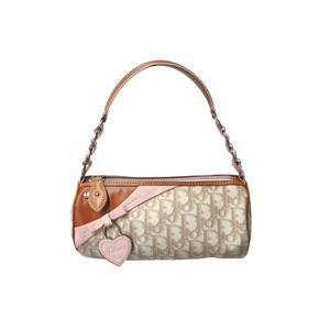 Christian Dior Trotter Romantic Handbag Charm Heart Beige Tan Pink